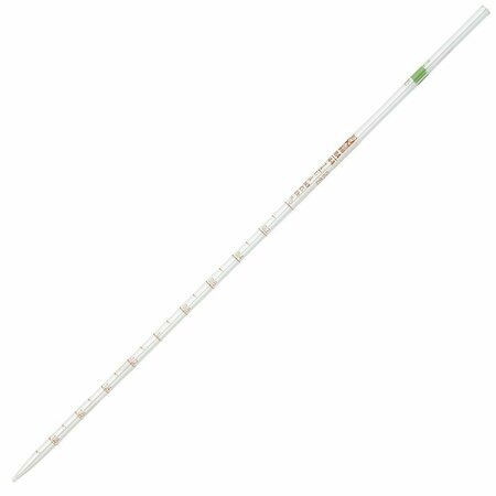 GLOBE SCIENTIFIC Pipette, Serological, Globe Glass, Reusable, 2mL, Class A, 0.1 Graduations, Green Band, 6PK 8500002